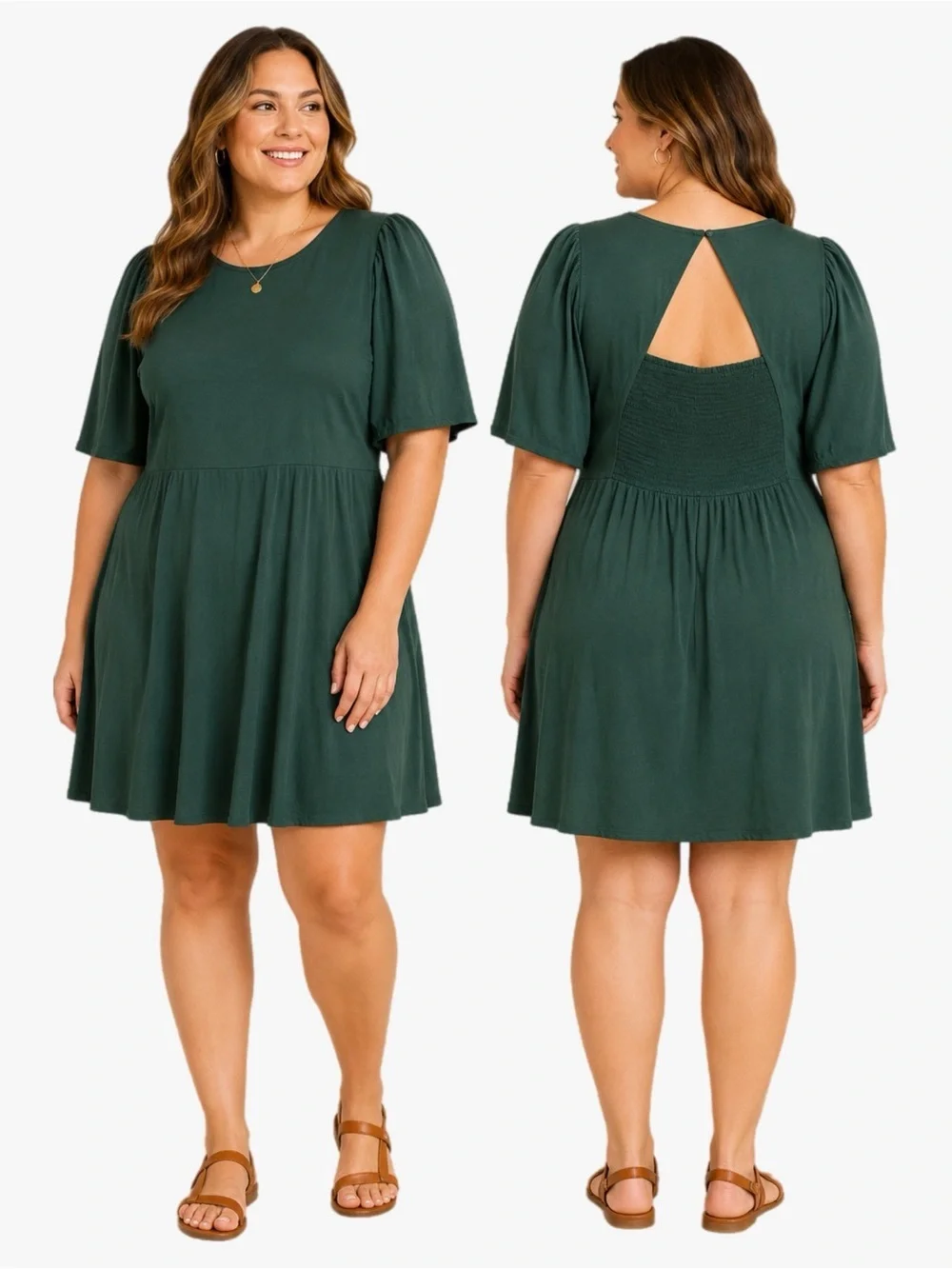 Old Navy Green Keyhole Back Swing Dress Short Sleeve Women’s Size XL Plus Casual
